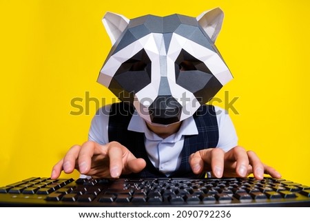 Similar – Image, Stock Photo Anonymous male writer with cardboard box near vintage typewriter