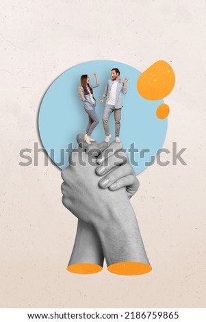 Similar – Image, Stock Photo Loving man and woman supporting each other while standing back to back