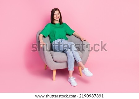 Similar – Image, Stock Photo Positive women sitting on floor and taking selfie on smartphone