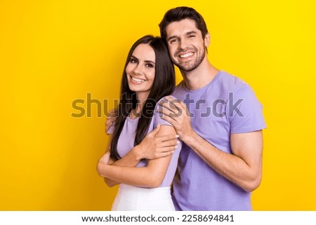Similar – Image, Stock Photo Happy couple embracing gently in nature