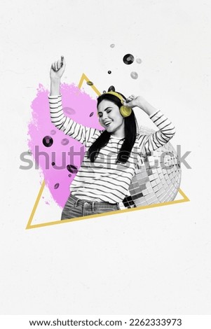 Similar – Image, Stock Photo Positive black female meloman speaking on smartphone in library
