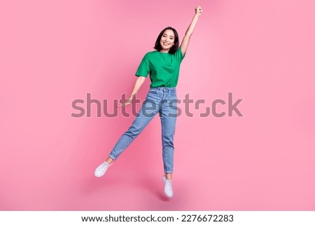 Similar – Image, Stock Photo Charming girl in denim jacket in nature