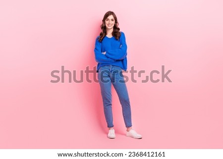 Similar – Foto Bild Frau in Jeans am Strand stehend