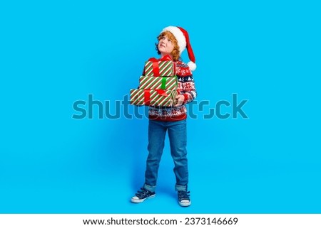 Similar – Image, Stock Photo smiling boy dressed as Joker on dark background