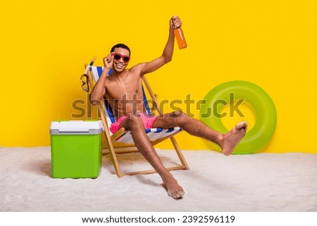 Similar – Image, Stock Photo Man chilling on deckchair in sunshine