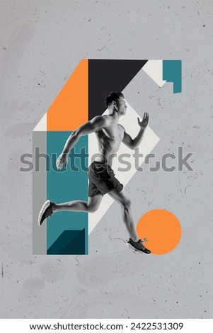 Similar – Image, Stock Photo Black serious sportive man using smartphone during workout