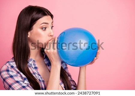 Similar – Image, Stock Photo Stylish woman blowing party whistle