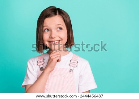 Similar – Image, Stock Photo Little cute short-haired girl throws leaves