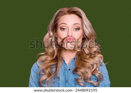 Similar – Image, Stock Photo Amazed girl making hairdo on dreadlocks of father