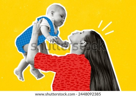 Similar – Image, Stock Photo Happy mother holding newborn child