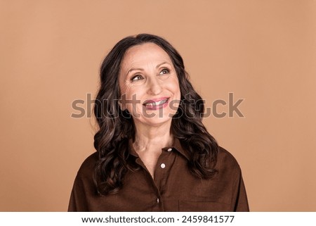 Similar – Image, Stock Photo Smiling senior woman at home looking at camera