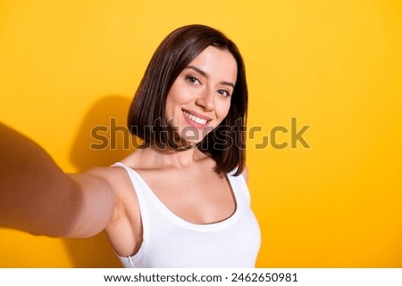 Similar – Image, Stock Photo Young woman taking selfies outdoors.