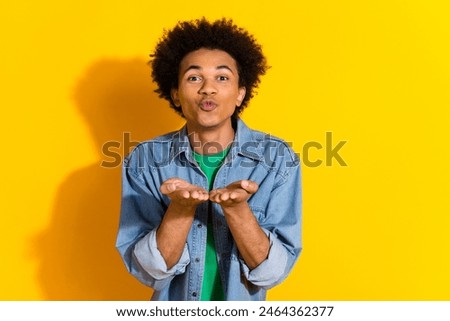 Similar – Image, Stock Photo Young ethnic man kissing cheek of smiling girlfriend working remotely on netbook in cafeteria