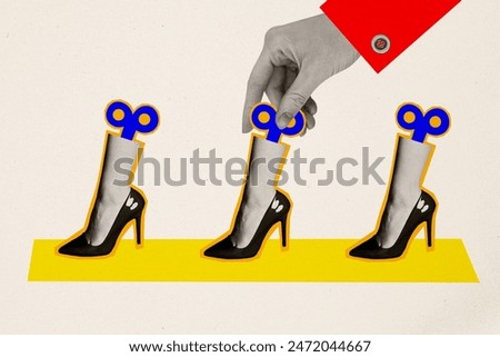 Similar – Image, Stock Photo Woman legs wearing retro quad roller skates on yellow background