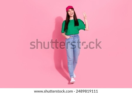 Similar – Image, Stock Photo Junge Frau mit Mütze hockt nachts angeleuchtet in orangem Laternenlicht auf einem Zebrastreifen in der Stadt