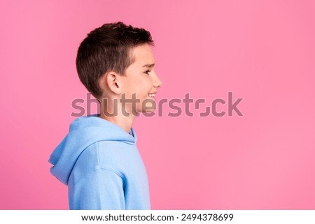 Similar – Image, Stock Photo profile of a boy  walking in the garden and looking forward