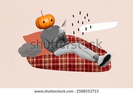 Image, Stock Photo Anonymous person with coffee cup on couch