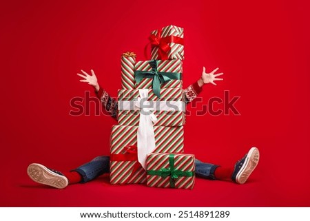 Similar – Image, Stock Photo Man in winter behind a cloud of snow