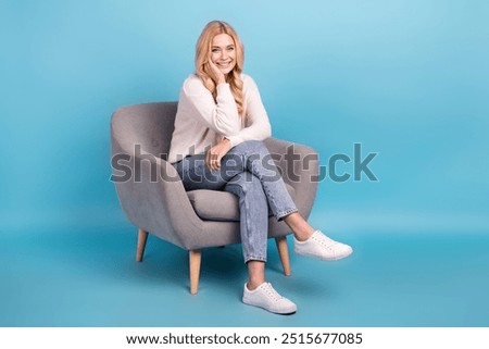 Similar – Image, Stock Photo Junge blonde Frau sitzt auf der Treppe im urbanen Raum