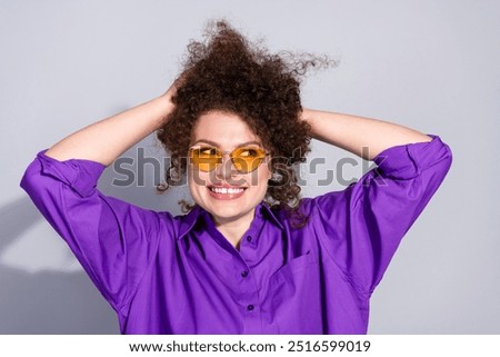 Similar – Image, Stock Photo Young Woman Touching Hair and Looking Away