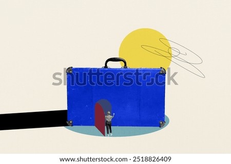 Similar – Image, Stock Photo Anonymous female with luggage walking in empty airport