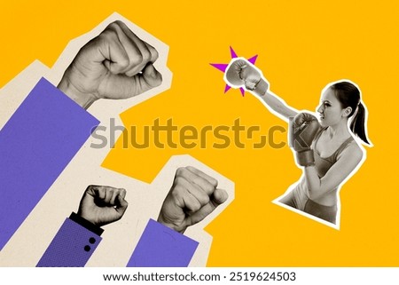 Similar – Image, Stock Photo Serious sportswoman with boxer braids posing with crossed arms