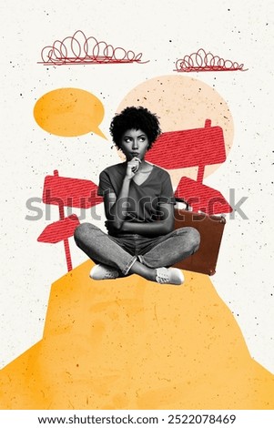 Similar – Image, Stock Photo Anonymous female with luggage walking in empty airport