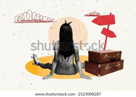 Similar – Image, Stock Photo Anonymous female with luggage walking in empty airport