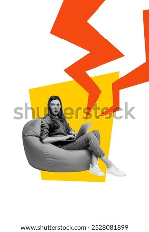 Similar – Image, Stock Photo Despair female surfing laptop and communicating on mobile