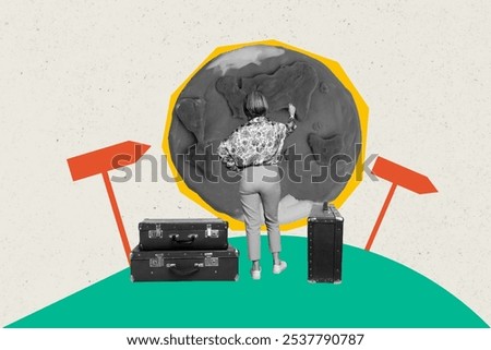 Similar – Image, Stock Photo Anonymous female with luggage walking in empty airport