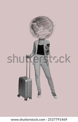 Similar – Image, Stock Photo Anonymous female with luggage walking in empty airport