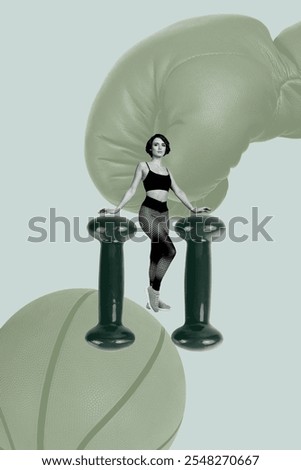Image, Stock Photo Serious sportswoman with boxer braids posing with crossed arms