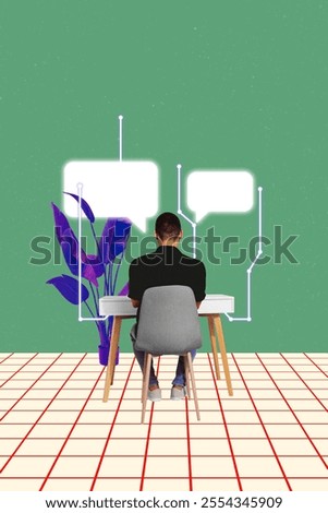 Image, Stock Photo Anonymous guy sitting on motorbike and admiring sea