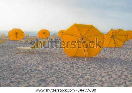 Umbrellas on South Beach in Miami, Florida