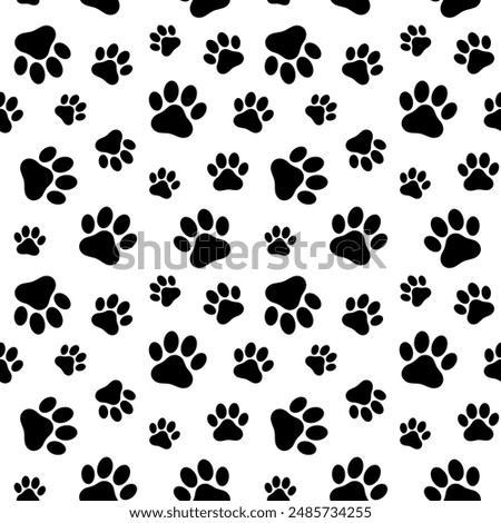 Vector animal pattern - Cat paw seamless pattern - dog paw print wallpaper background