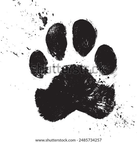 grunge textured animal pet dog cat paw icon print. vector art illustration. footprint silhouette logo.