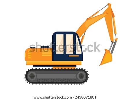 Title: Yellow Excavator vector illustration on white background | Isolated heavy industrial machinery equipment vehicle | Flat Vector

