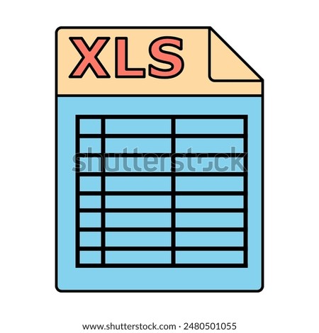 XLS file icon. Spreadsheet symbol. Excel document icon. Data, chart, and table representation.