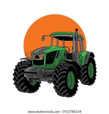 illustration vehicle tractor for farm.premium vector