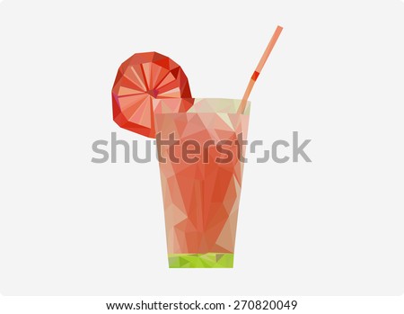 drink low poly fresh juice drink lemonade cocktail vector illustration