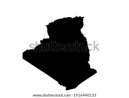 black silhouette of algeria country map on white background