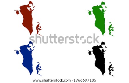 design of a silhouette of the state map of Bahrain in the middle east on a white background