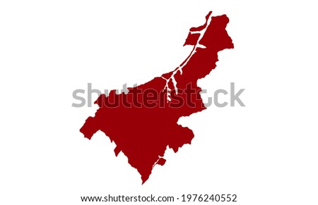 Red silhouette map of Gent City in Belgium