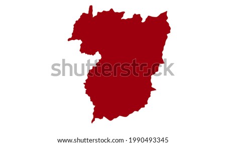 Red silhouette map of the city of Villarreal in Spain