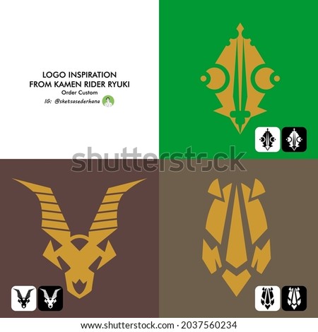 three logo design animals rhino, deer and chameleon inspired by kamen rider ryuki that can be used as a business identity as well as to design t-shirts and other products
