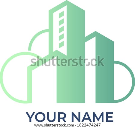 Logo for apartments, skyfall. Building in a cloud