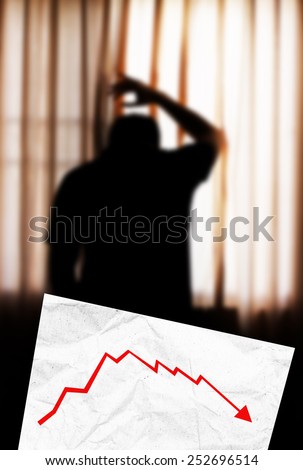 Silhouette of emotional expression. The man who is full of stress in the stock down. Fate and pleaded to the Father being blurred.