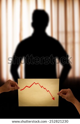 Silhouette of emotional expression. The man who is full of stress in the stock down. Fate and pleaded to the Father being blurred.