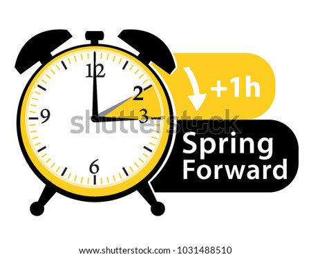 Spring forward. Daylight saving time. Summer time. Alarm clock vector icon.