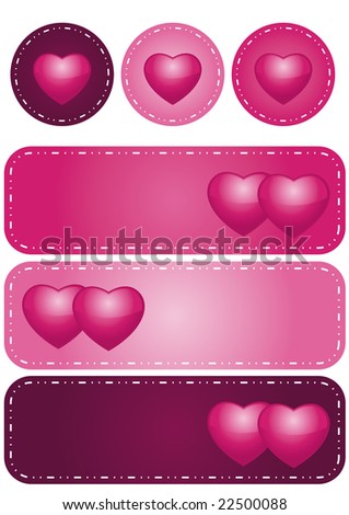 Hearts stickers and banners